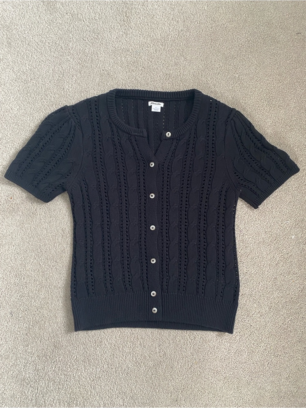 Kimchi Blue Vivian Cable Knit Short Sleeve Cardigan - Picture 3 of 5